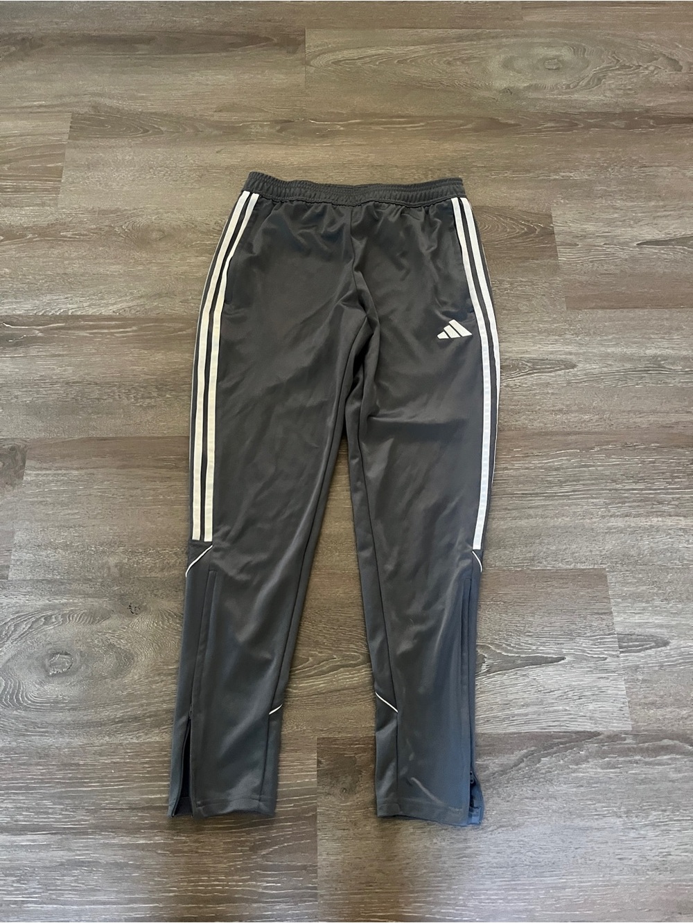 adidas gray Track Pants with White Side Stripes size medium